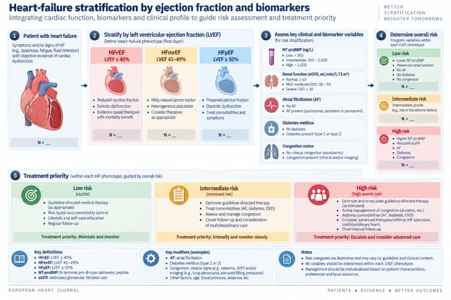 Heart-failure stratification by ejection fraction and biomarkers