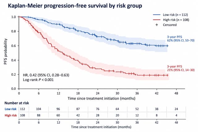 Kaplan-Meier progression-free survival by risk group